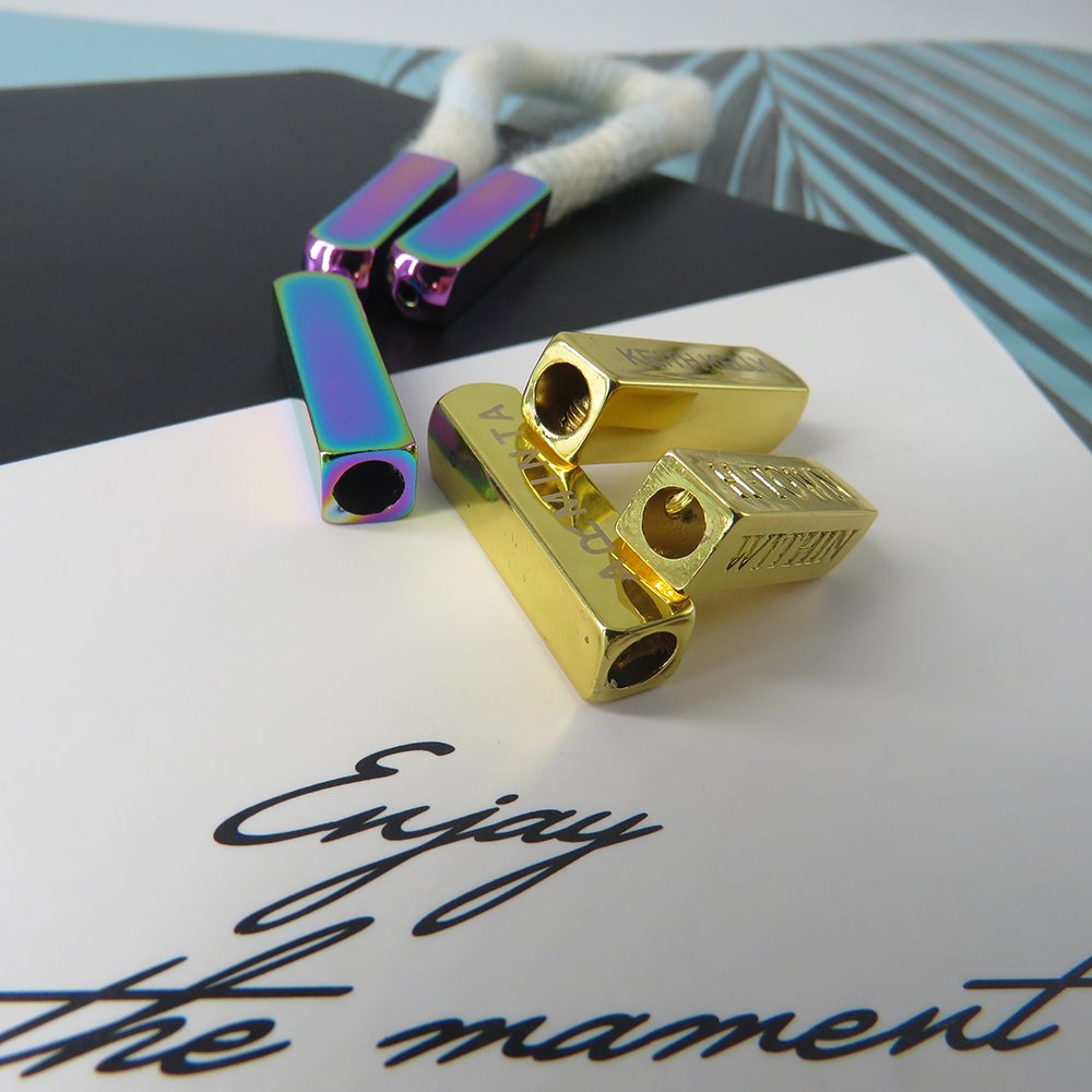 High Quality Wholesale Custom Gold Metal Shoe Laces Square Tips Metal Aglets