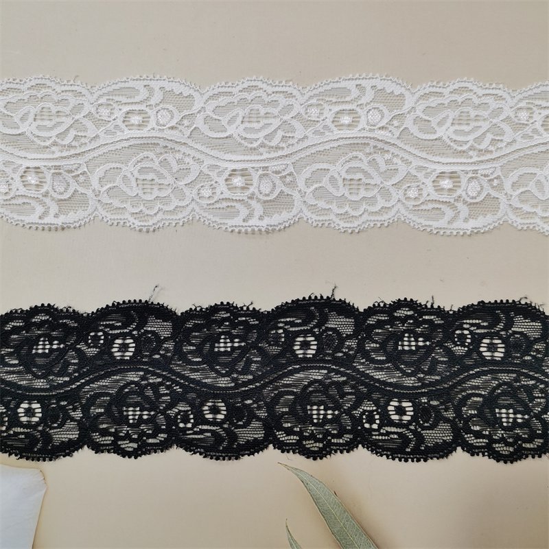 ZJ032 White wide 7cm Polyamide Ammonia Lace Fabric Chinlon 90% Spandex 10% Guipure Lace Trim for Garment Accessories Decoration