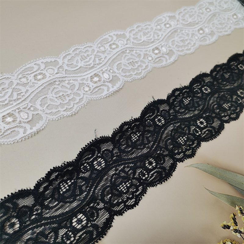 ZJ032 White wide 7cm Polyamide Ammonia Lace Fabric Chinlon 90% Spandex 10% Guipure Lace Trim for Garment Accessories Decoration