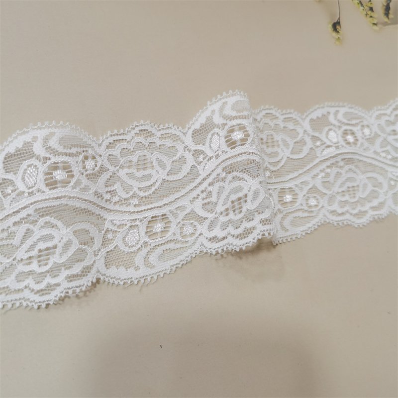 ZJ032 White wide 7cm Polyamide Ammonia Lace Fabric Chinlon 90% Spandex 10% Guipure Lace Trim for Garment Accessories Decoration