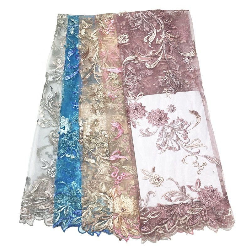 african Ghana cheap evening dress fabric mesh tulle lace embroidery lace fabric
