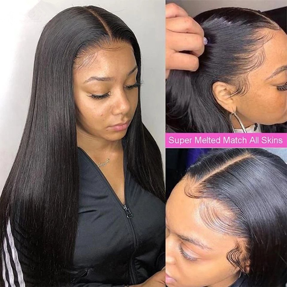 Wholesale 100% Raw Indian Cuticle Aligned Hair 130% Pre Pluck 13x4 Transparent Frontal Swiss Lace Front Wig for Black Women