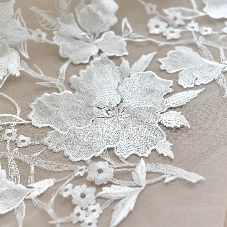 Beauty polyester wedding embroidery lace fabric for dress