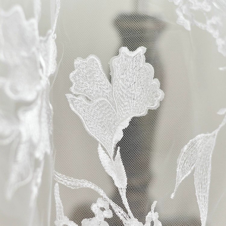 Beauty polyester wedding embroidery lace fabric for dress