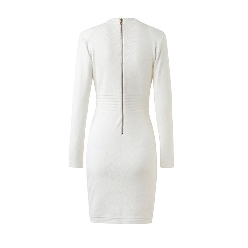 2024 Spring New arrival custom color sexy long sleeve ladies knitted ribbed mini dress
