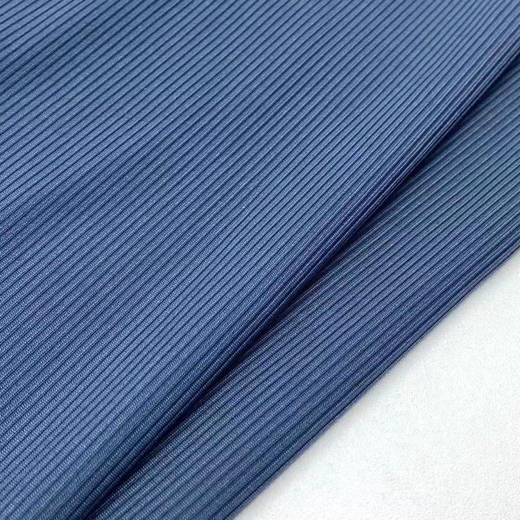 High quality ribbed 87% nylon 13% spandex 4 way stretch 2*2 knit 170GSM yoga rib fabric for sportswear bra