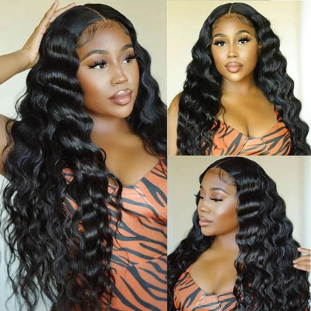 Cheap 4*4 13*4 HD Transparent Swiss Lace Front Wigs Human Hair, Natural Loose Deep Wave Wig Perruque Virgin Human Hair Vendors