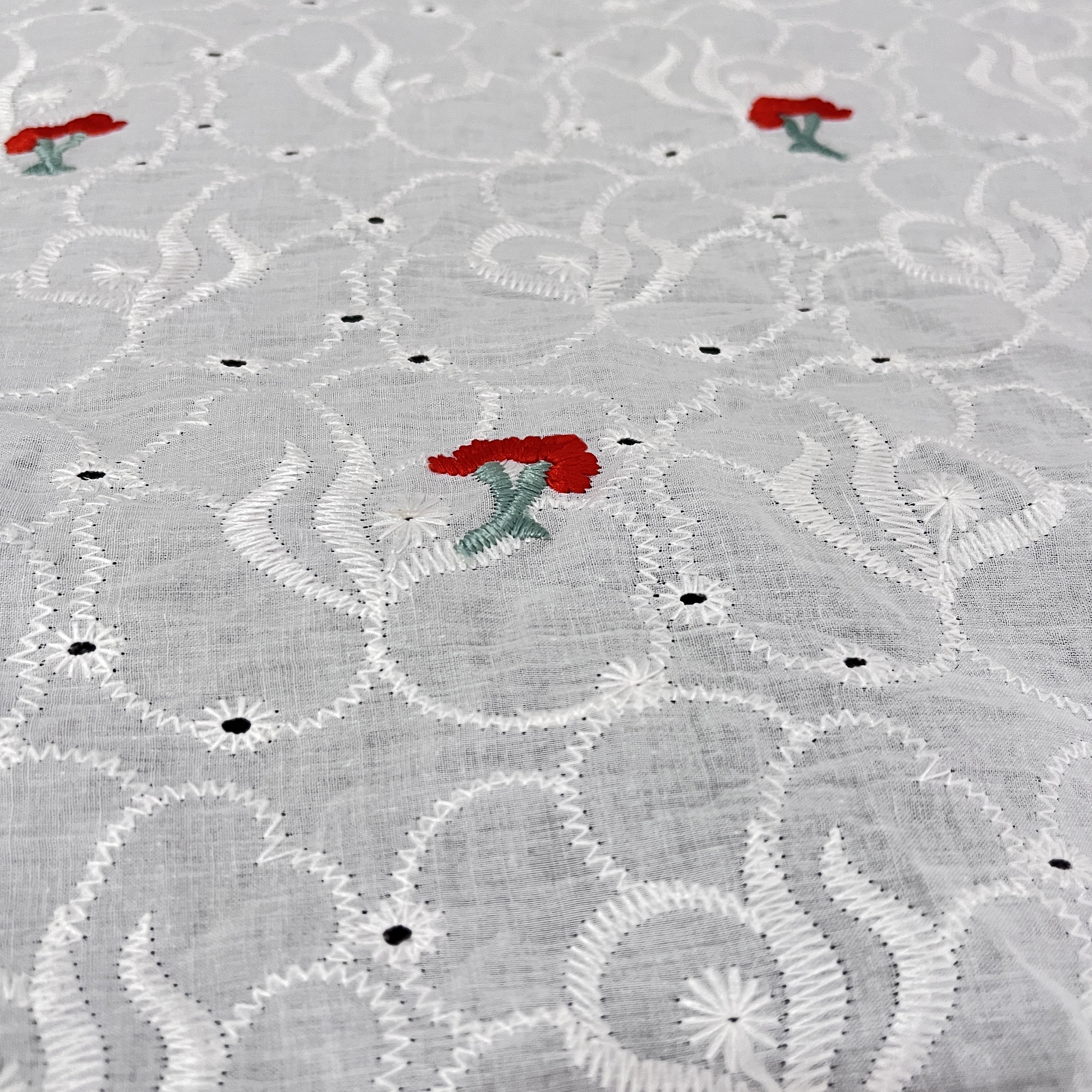 100% Cotton Eyelet Embroidered Fabrics, Manufacturer Floral Embroidery Fabric For Women And Girls/