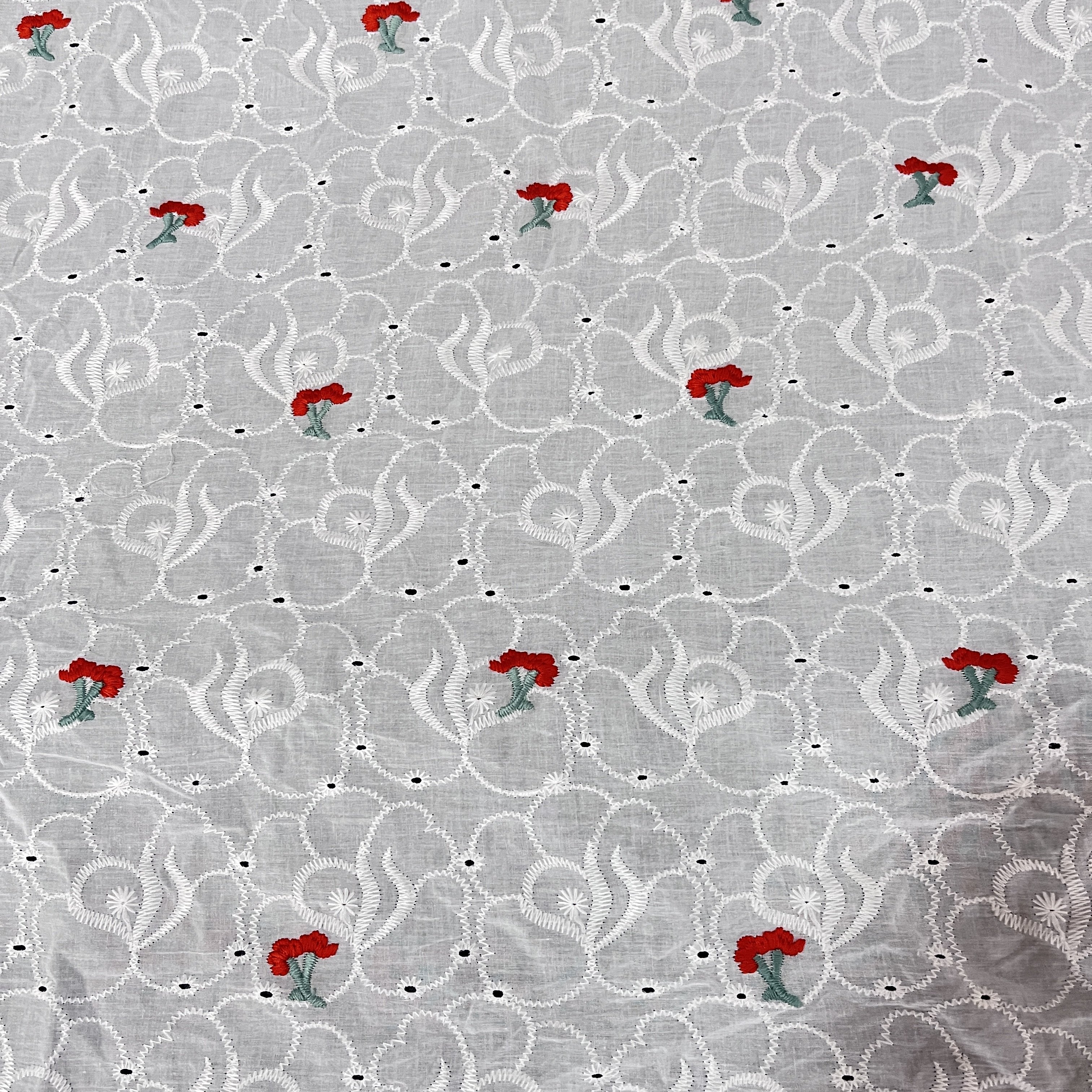 100% Cotton Eyelet Embroidered Fabrics, Manufacturer Floral Embroidery Fabric For Women And Girls/