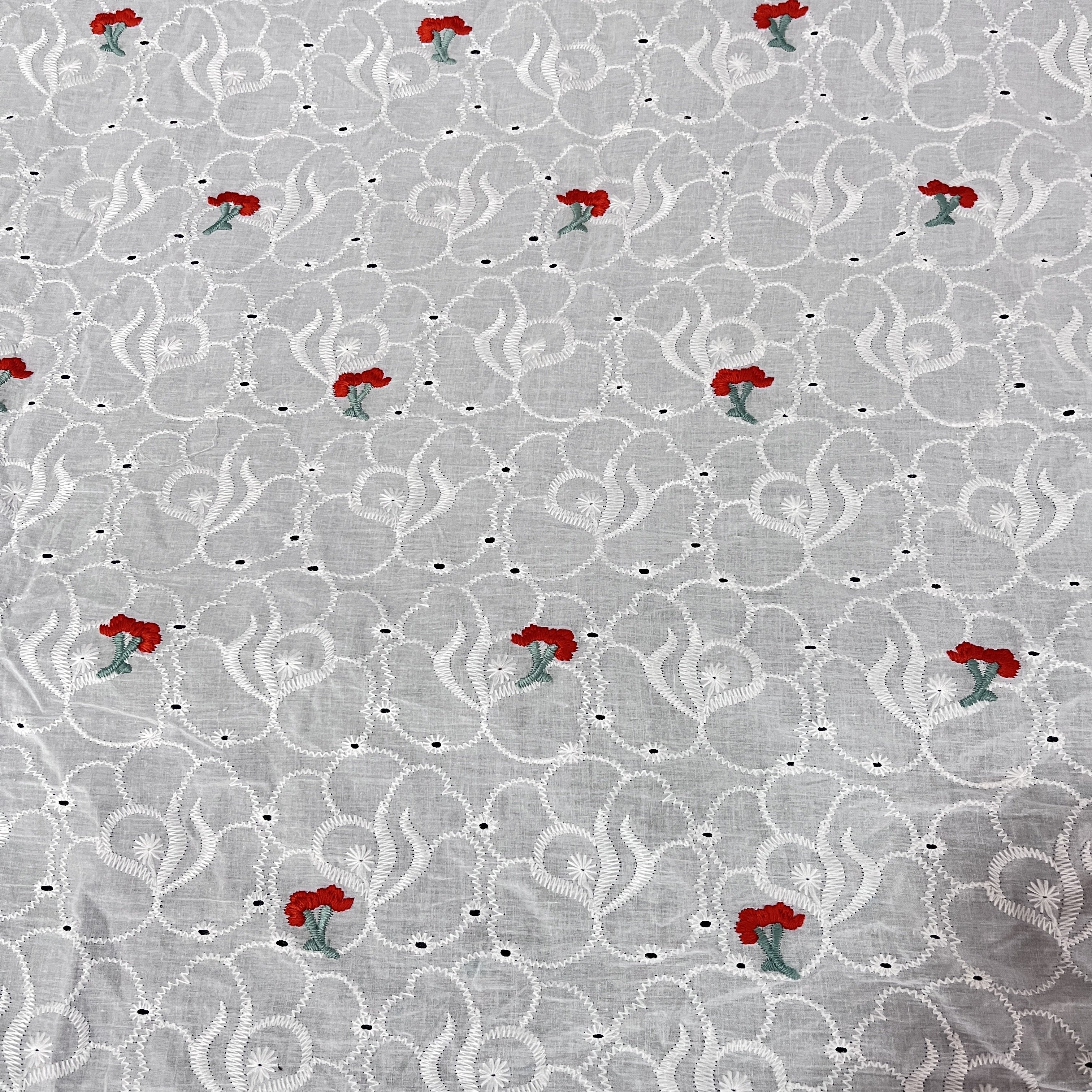 100% Cotton Eyelet Embroidered Fabrics, Manufacturer Floral Embroidery Fabric For Women And Girls/