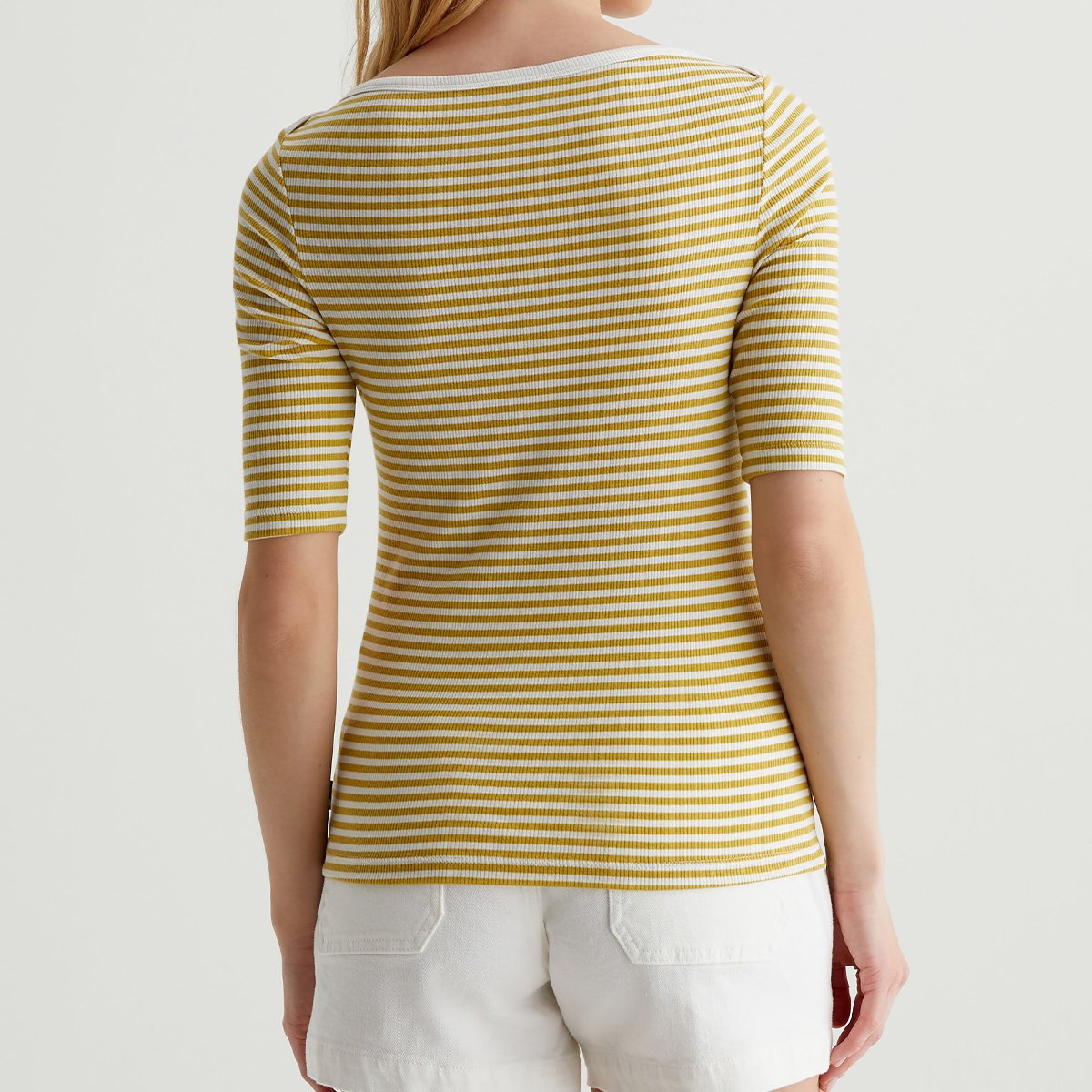 OEM/ODM Custom Striped Cotton-Blend Women's Slim Fit Boat Neck Top - Cap Sleeves, White Binding Detail