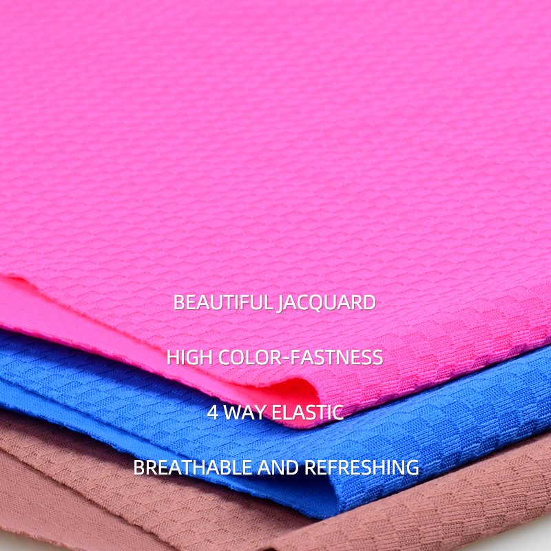 40D Nylon Warp Knitted Jacquard Honeycomb Stretch Fabric Three-dimensional Embossed Convex Square Air Sportswear/Dresses