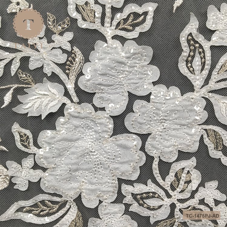 New design french lace fabric net 3D embroidery sequins beaded lace fabrics bridal for wedding dress