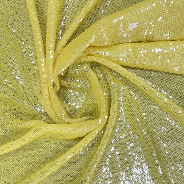Design Cheap Luxury Full Tulle Embroidery Jelly Yellow Color Transparent Sequin Fabric For Maxi Party Dress