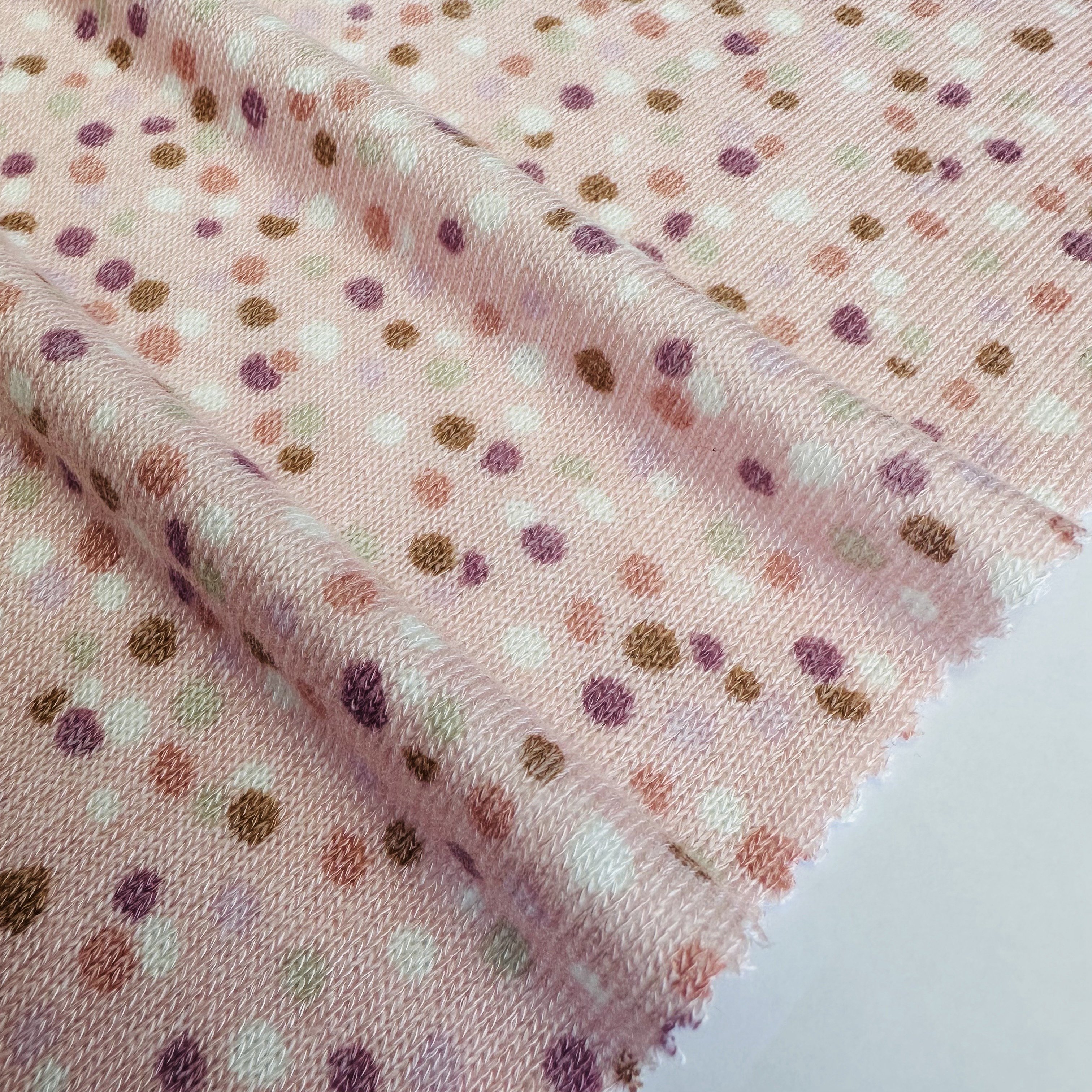 Rayon Polyester spandex RT Knit hacci rib Fabric color dots print viscose Hacci Fabric For dress and sweater