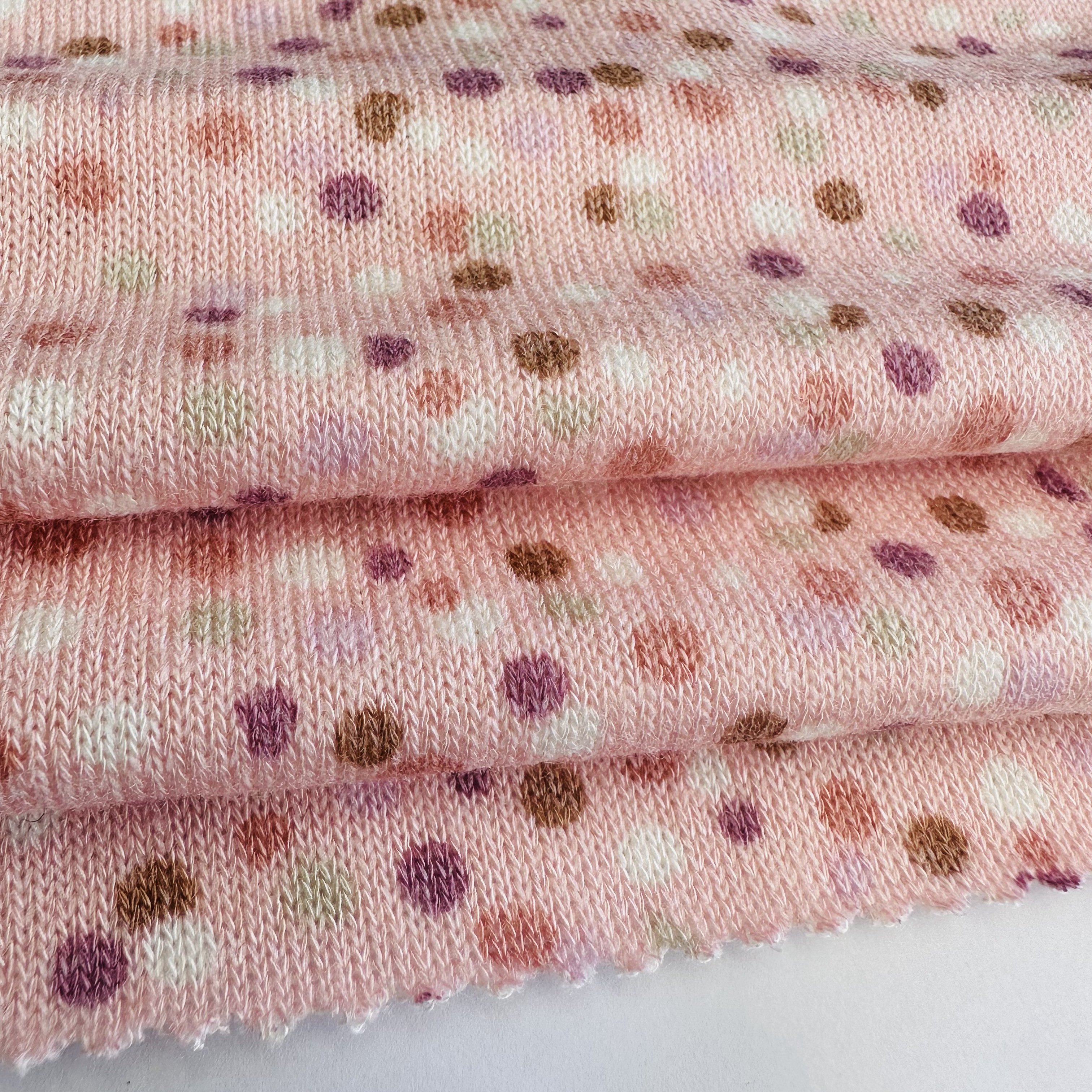 Rayon Polyester spandex RT Knit hacci rib Fabric color dots print viscose Hacci Fabric For dress and sweater