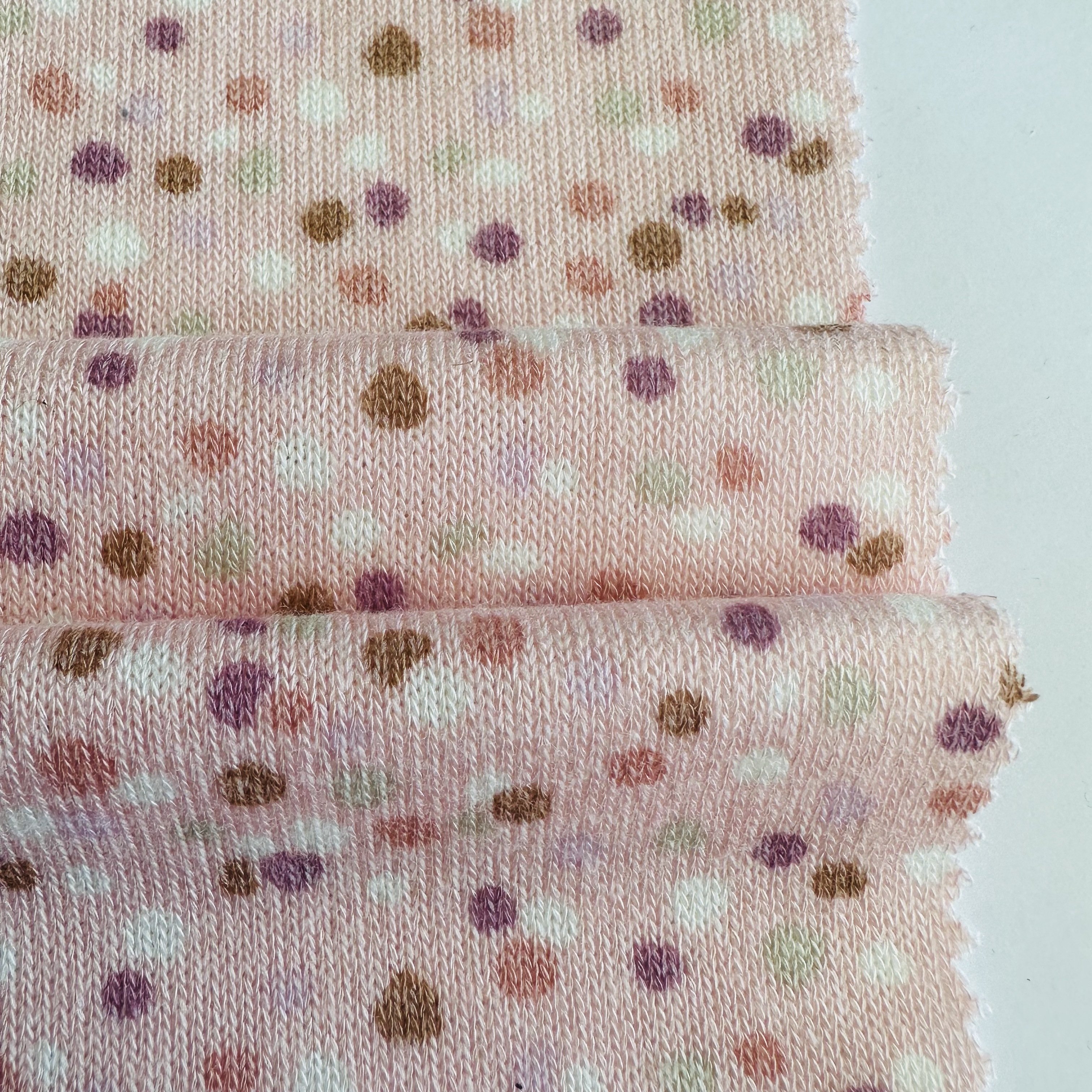 Rayon Polyester spandex RT Knit hacci rib Fabric color dots print viscose Hacci Fabric For dress and sweater