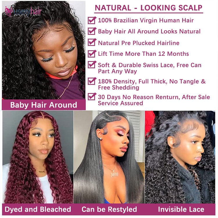 250 Density 30 40 Inch Deep Wave 13x4 Transparent Lace Front Wig Human Hair Brazilian Curly 13x6 HD Lace Frontal Wigs For Women