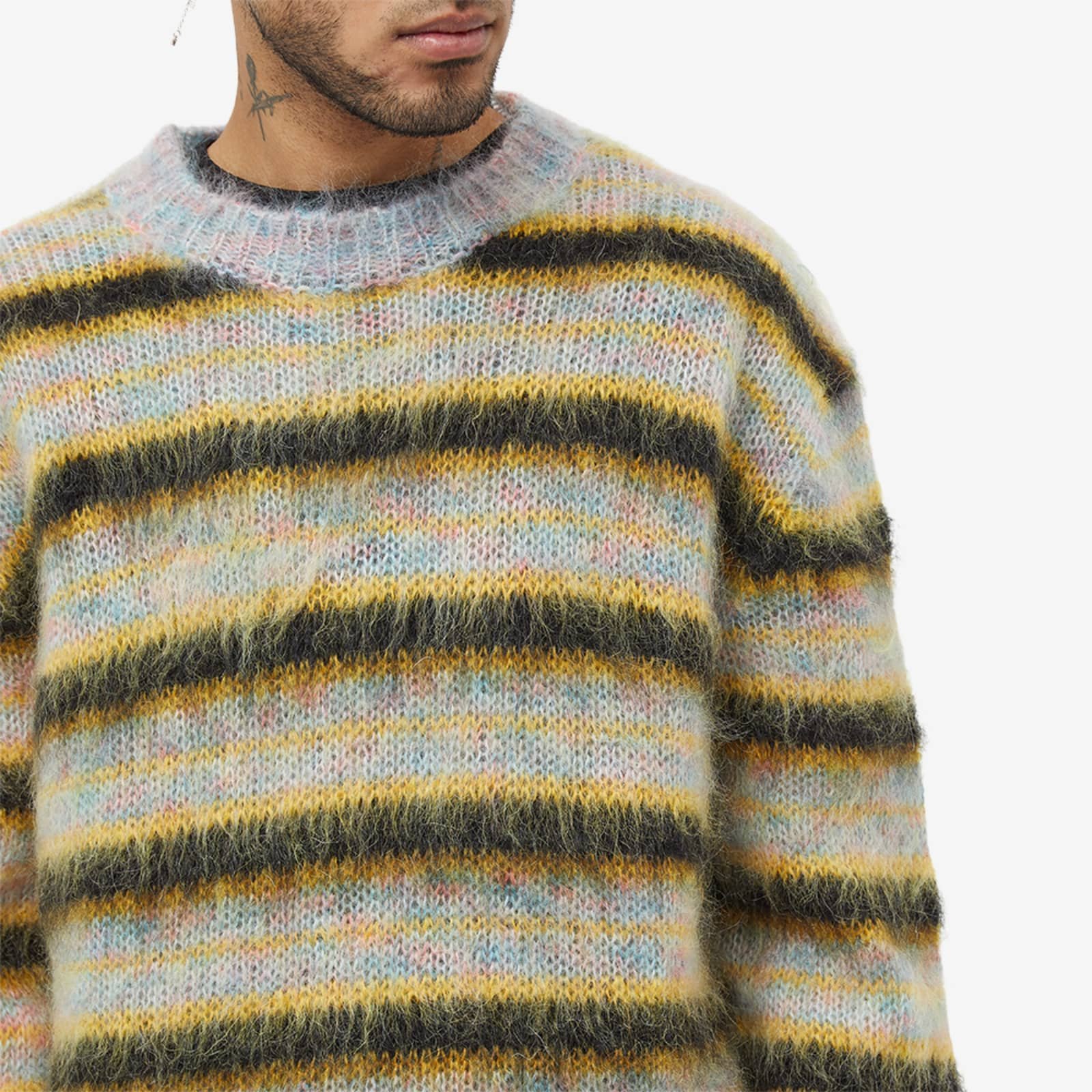 GINWEN Mens Winter Fashion Pullover Crewneck Twisted Sweater Soft Thermal Striped Cotton Knitted Ribbed Trims Sweater