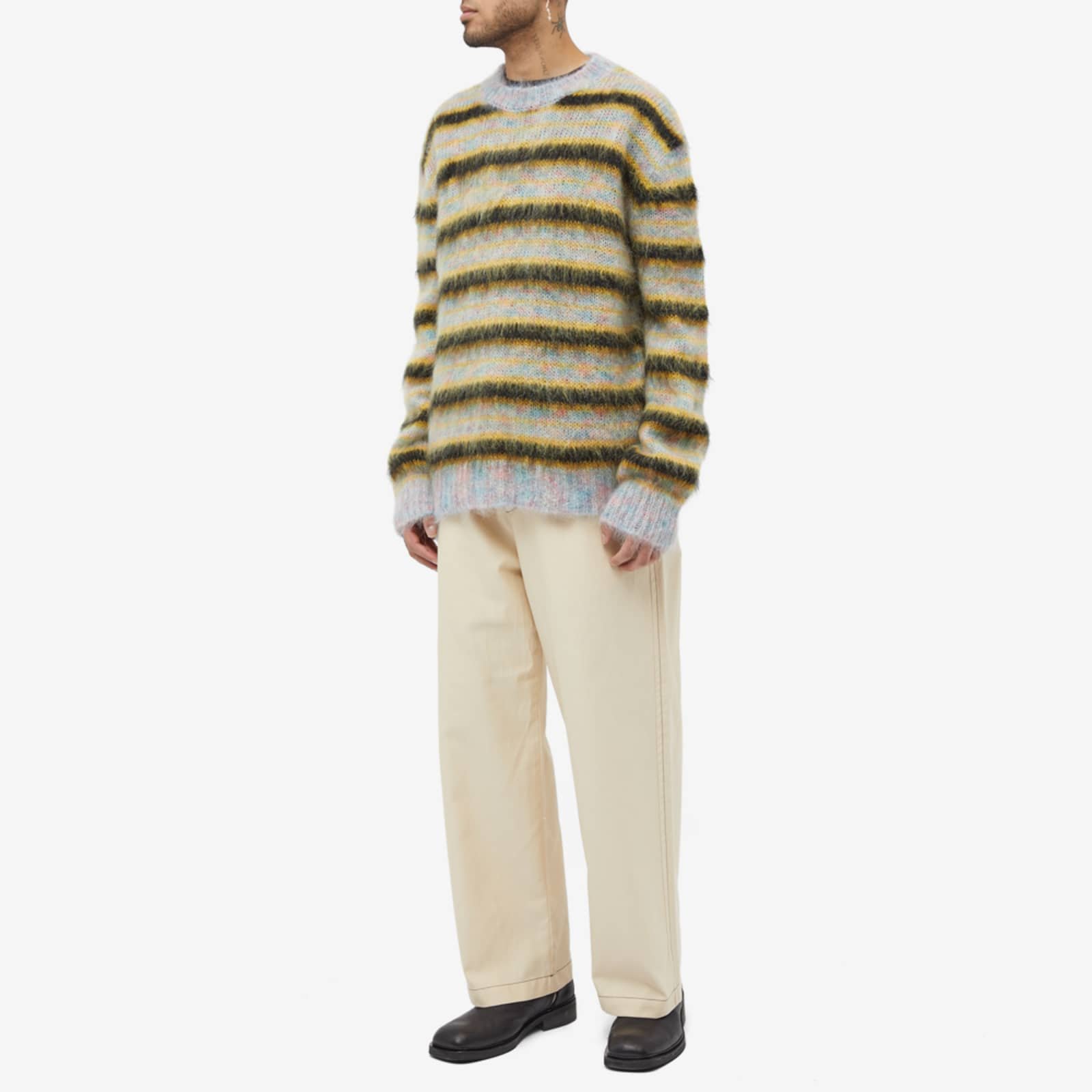 GINWEN Mens Winter Fashion Pullover Crewneck Twisted Sweater Soft Thermal Striped Cotton Knitted Ribbed Trims Sweater