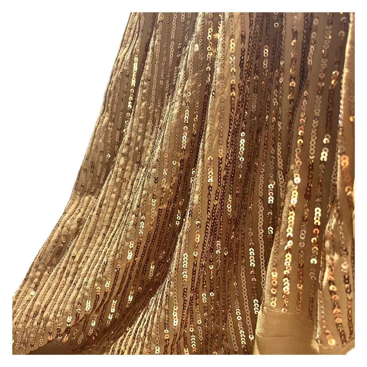 Hot sale fashion french embroidery dress material with shiny sequins elegant Embroidered chiffon fabric