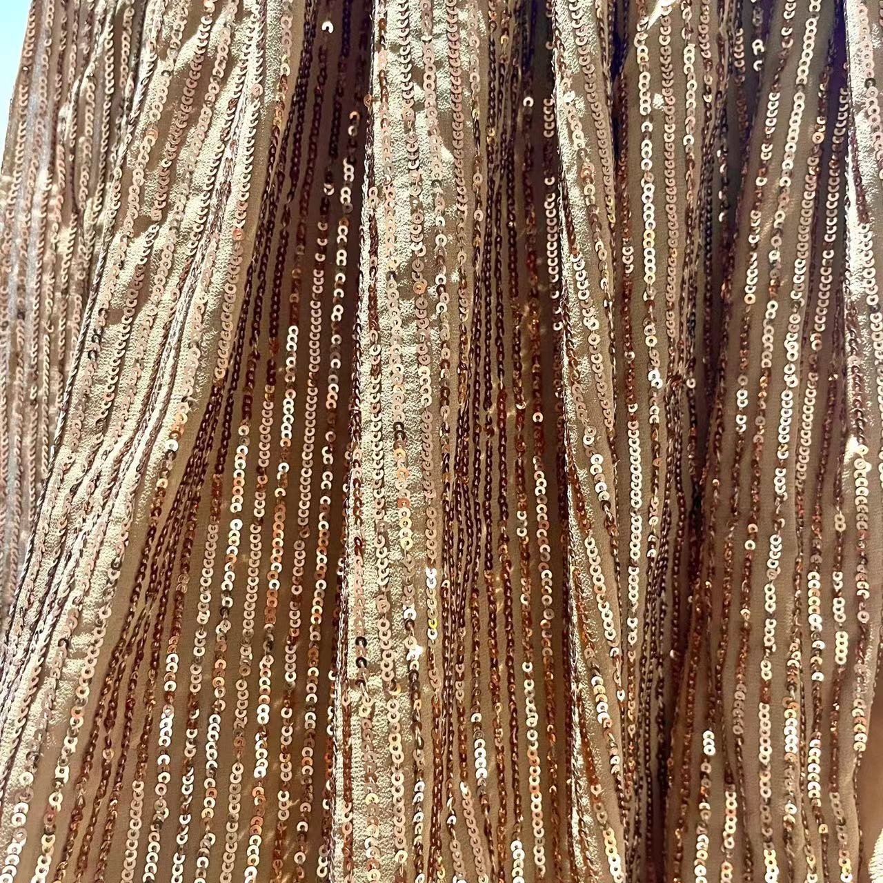 Hot sale fashion french embroidery dress material with shiny sequins elegant Embroidered chiffon fabric