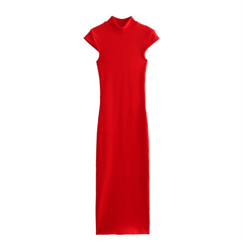 TAOP&ZA 24-4 spring and summer women's hot girl style slim half turtleneck long ribbed knit dress 4174308