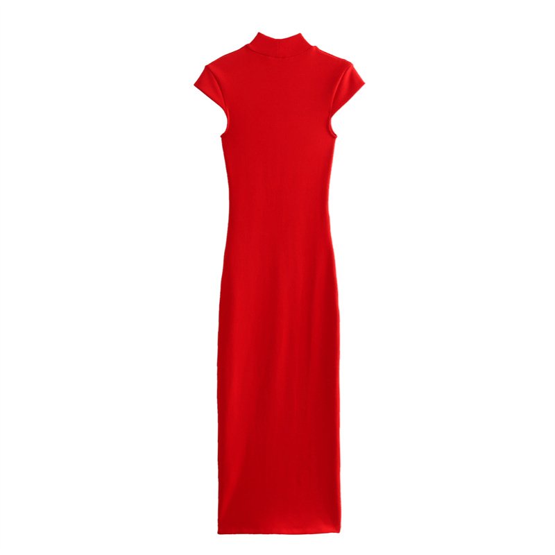 TAOP&ZA 24-4 spring and summer women's hot girl style slim half turtleneck long ribbed knit dress 4174308