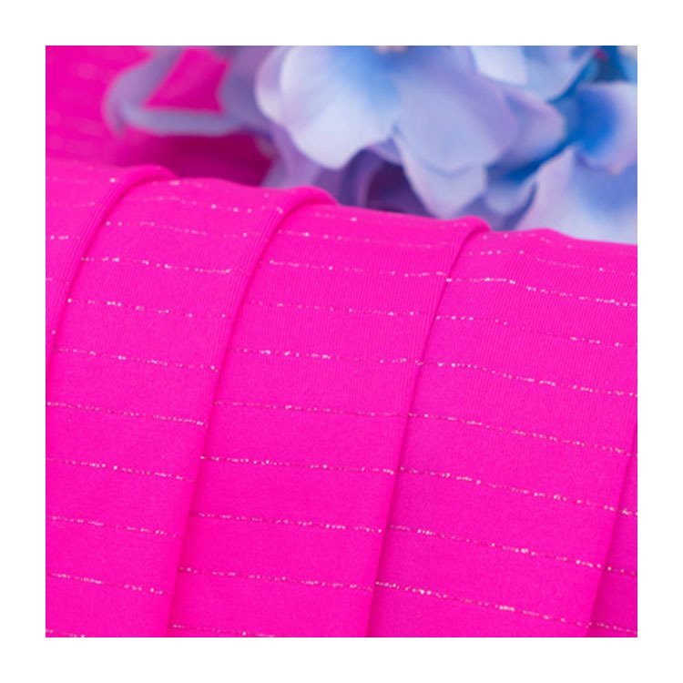 Custom 140G Spandex Silver Stripe Fabric Elastic Knitted Sports Stretch Fabric with Style Printed Dress for Girls
