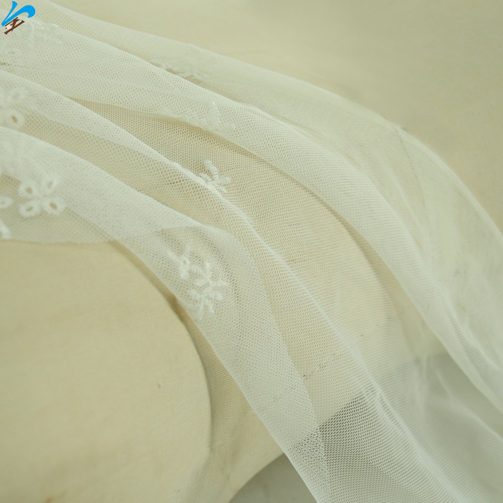 Factory Direct High Quality Polyester Ivory Lace Embroidery Fabric Eyelet Tulle Lace Fabric For Woman Wedding Dress