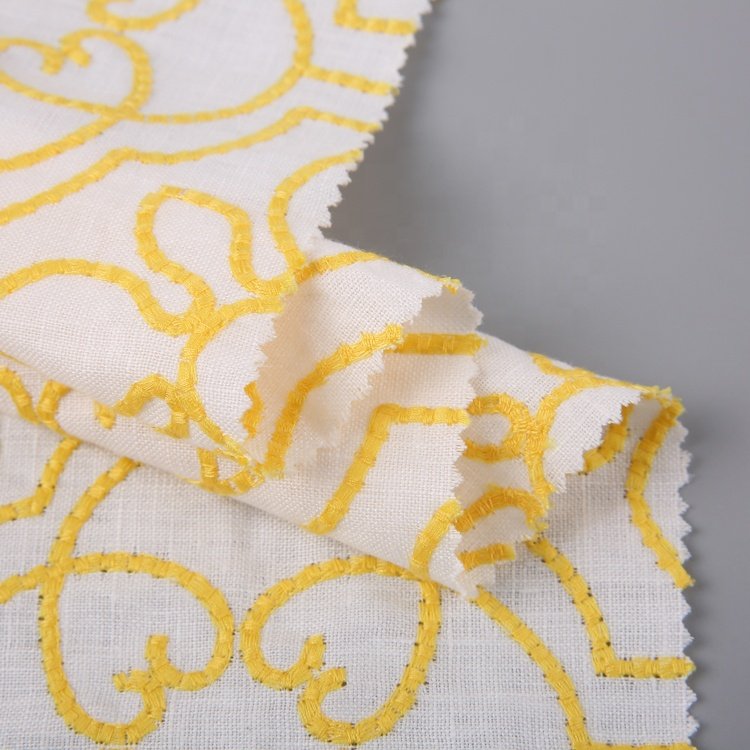HA-17543 Wholesale textile flowers style 100% linen fabric garment with all over embroidery