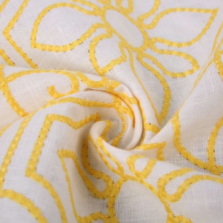 HA-17543 Wholesale textile flowers style 100% linen fabric garment with all over embroidery