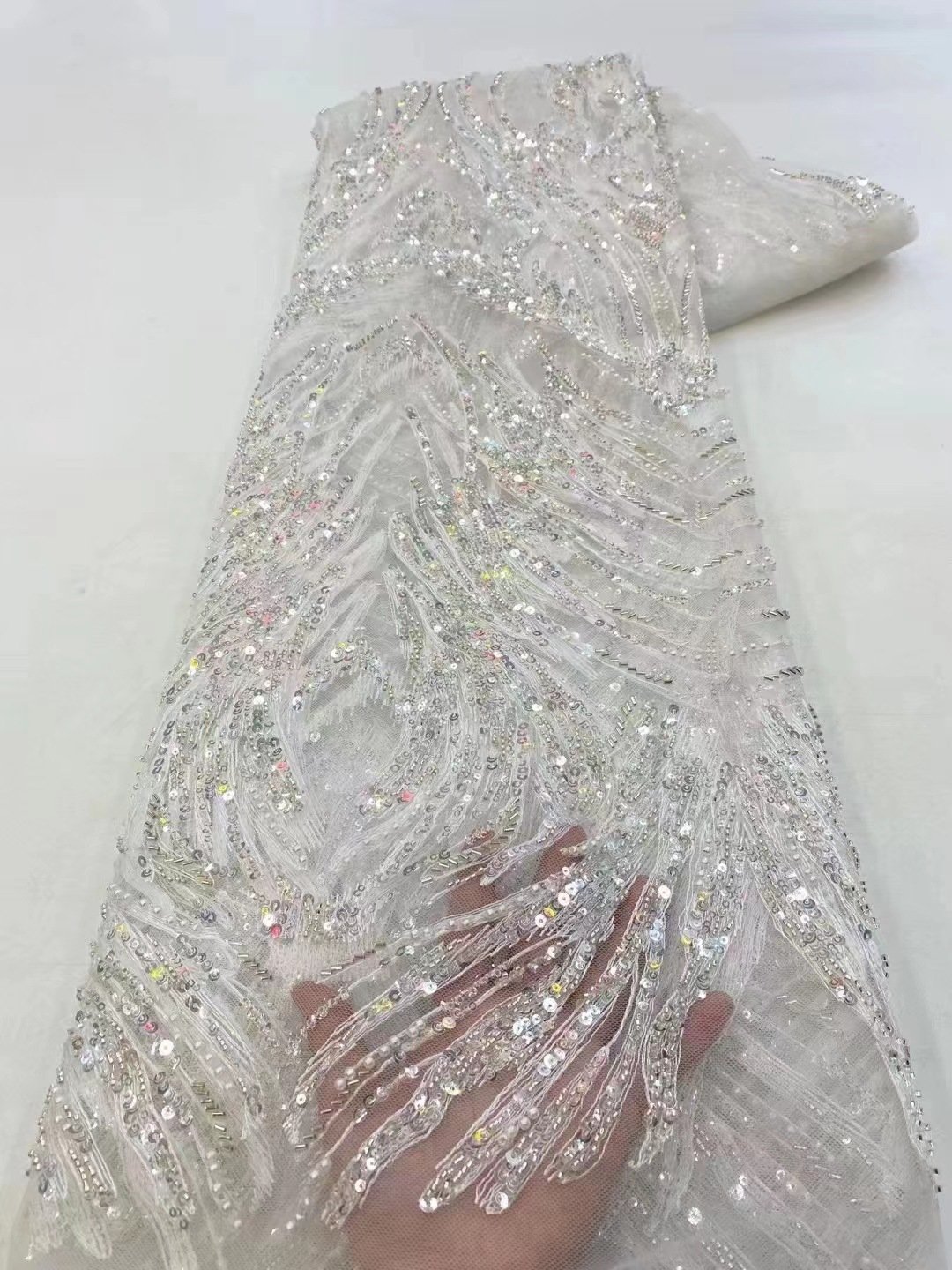 wholesale Beautiful 3D Flower beaded Cheap Textile Embroidery Fabric Swiss Voile lace Fabric 2023