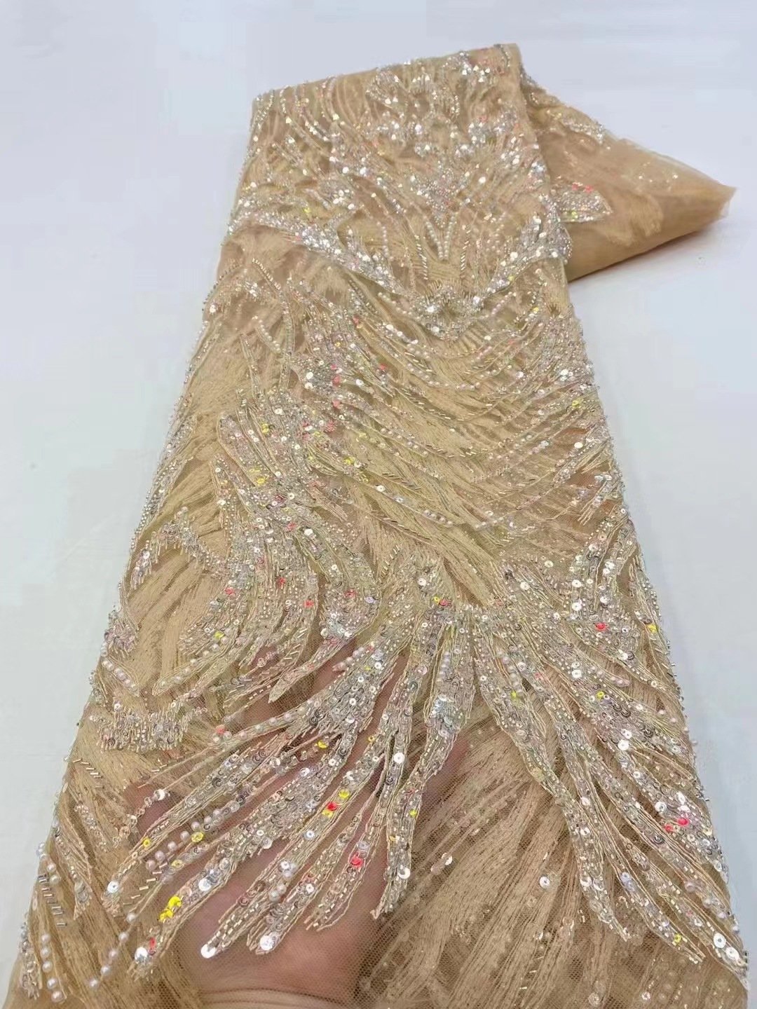 wholesale Beautiful 3D Flower beaded Cheap Textile Embroidery Fabric Swiss Voile lace Fabric 2023