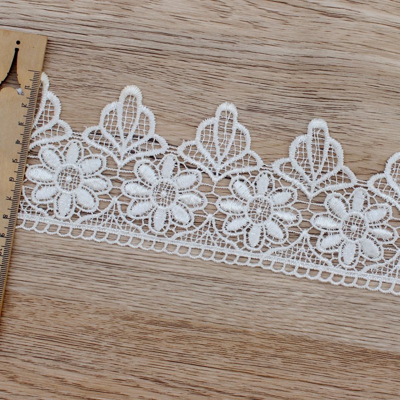 Zeal Cheap Price 6.2 Cm Width 100% Polyester Water Soluble Lace Trimming Embroidered For Pajamas
