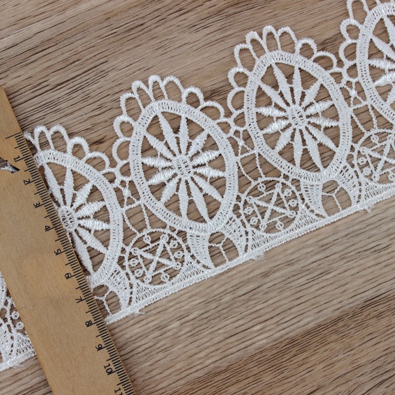Zeal Cheap Price 6.2 Cm Width 100% Polyester Water Soluble Lace Trimming Embroidered For Pajamas