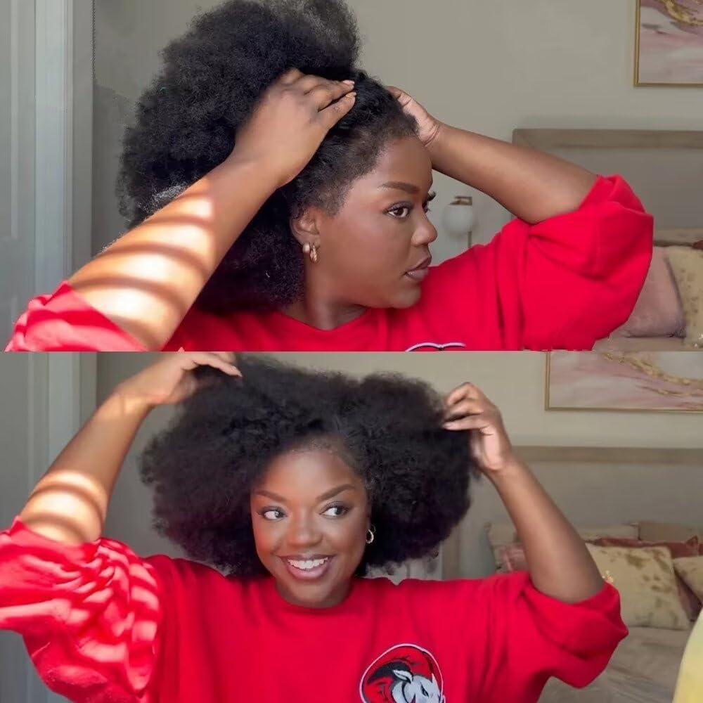 Afro Curly 13x4 Lace Frontal Wig With 4c Edges Baby Hair Mongolian Curly Kinky 360 Human Hair Wigs For Black Women Wig Glueless