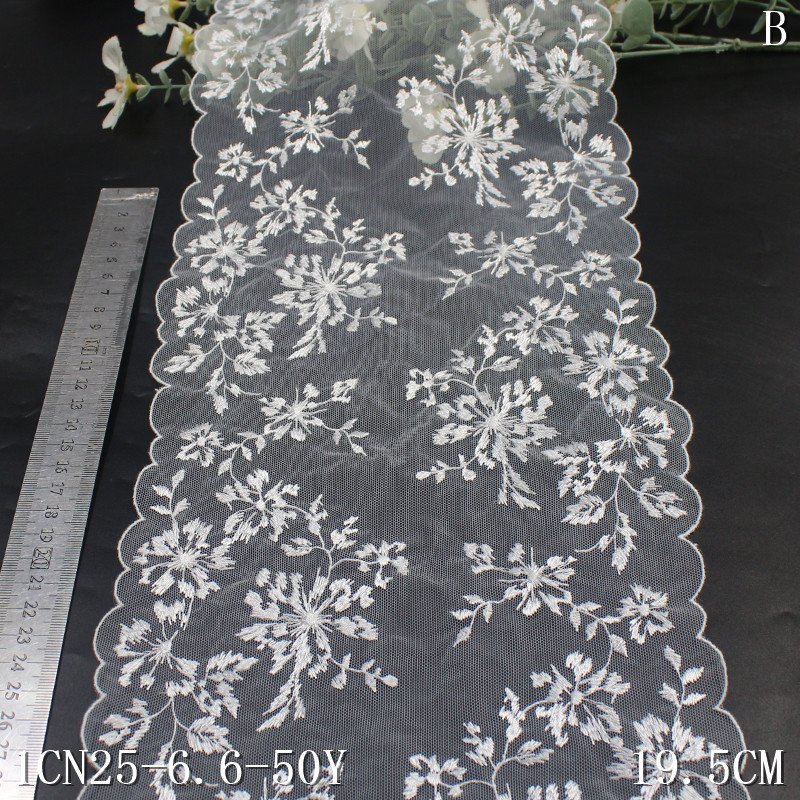 Fashion Design high quality Embroidery floral Lace Trim Wholesale Underwear Accessories White Lace Fabric For lingerie