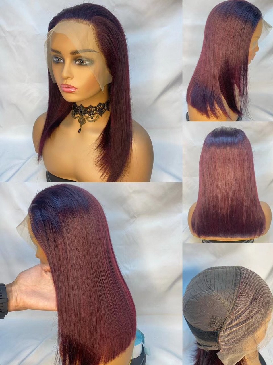 RG903 (US$66/piece) 99j 13x4 lace frontal bob wig Raw quality 200% density