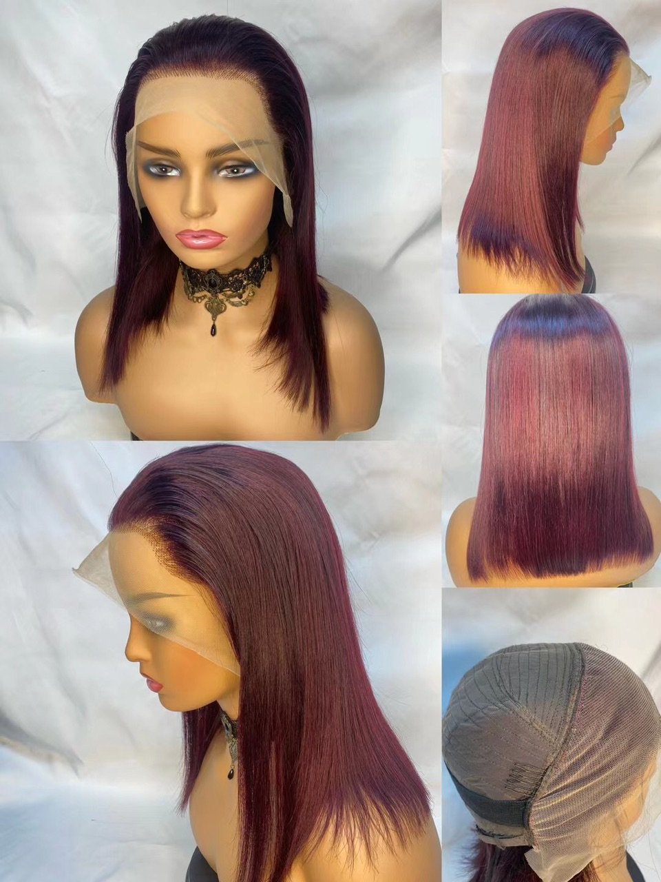 RG903 (US$66/piece) 99j 13x4 lace frontal bob wig Raw quality 200% density