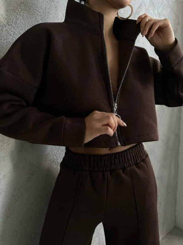 2023 Hot Selling Women's Pure Color Round Necklasm Long Sleeved Sweater Fashion Casual Trousers Set