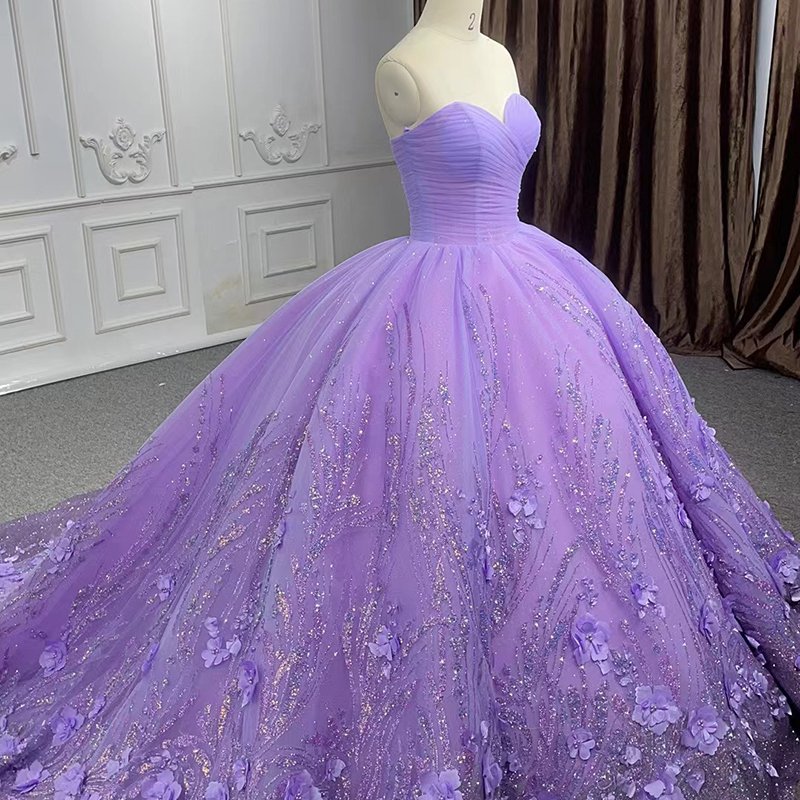 Jancember 6580 Purple Glitter Lace Appliqued Ball Gown Evening Party Prom Quinceanera Dresses