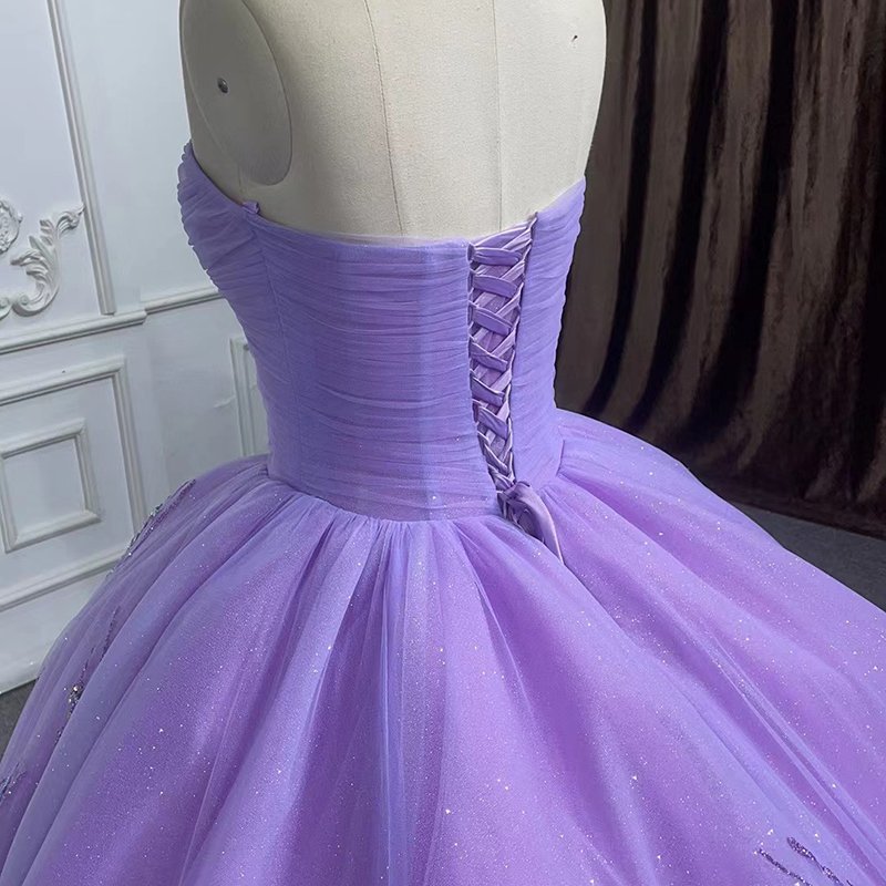 Jancember 6580 Purple Glitter Lace Appliqued Ball Gown Evening Party Prom Quinceanera Dresses