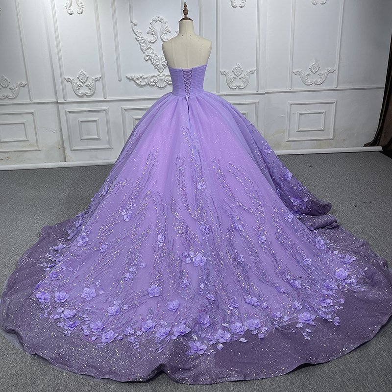 Jancember 6580 Purple Glitter Lace Appliqued Ball Gown Evening Party Prom Quinceanera Dresses
