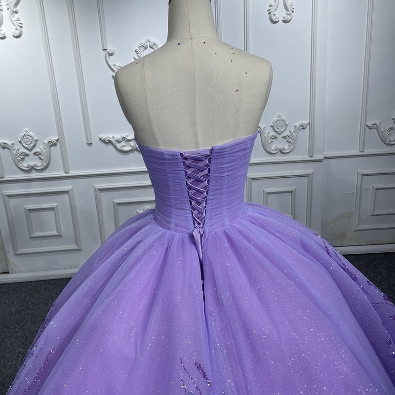 Jancember 6580 Purple Glitter Lace Appliqued Ball Gown Evening Party Prom Quinceanera Dresses
