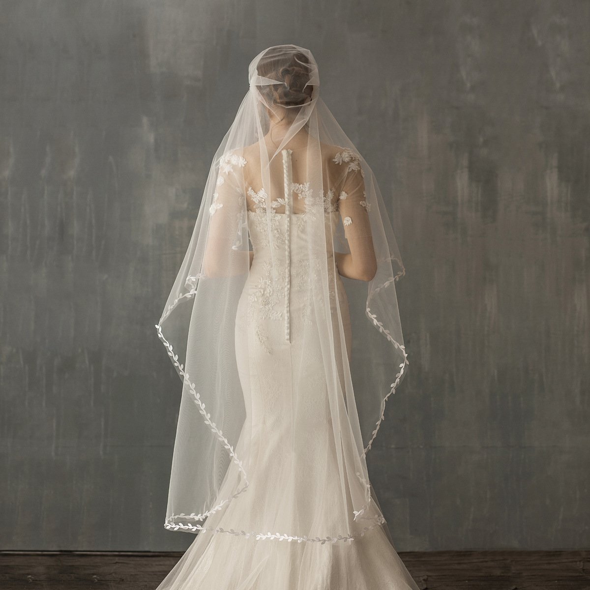 Vintage cap style bridal veil white super fairy lace wedding soft veil headdress