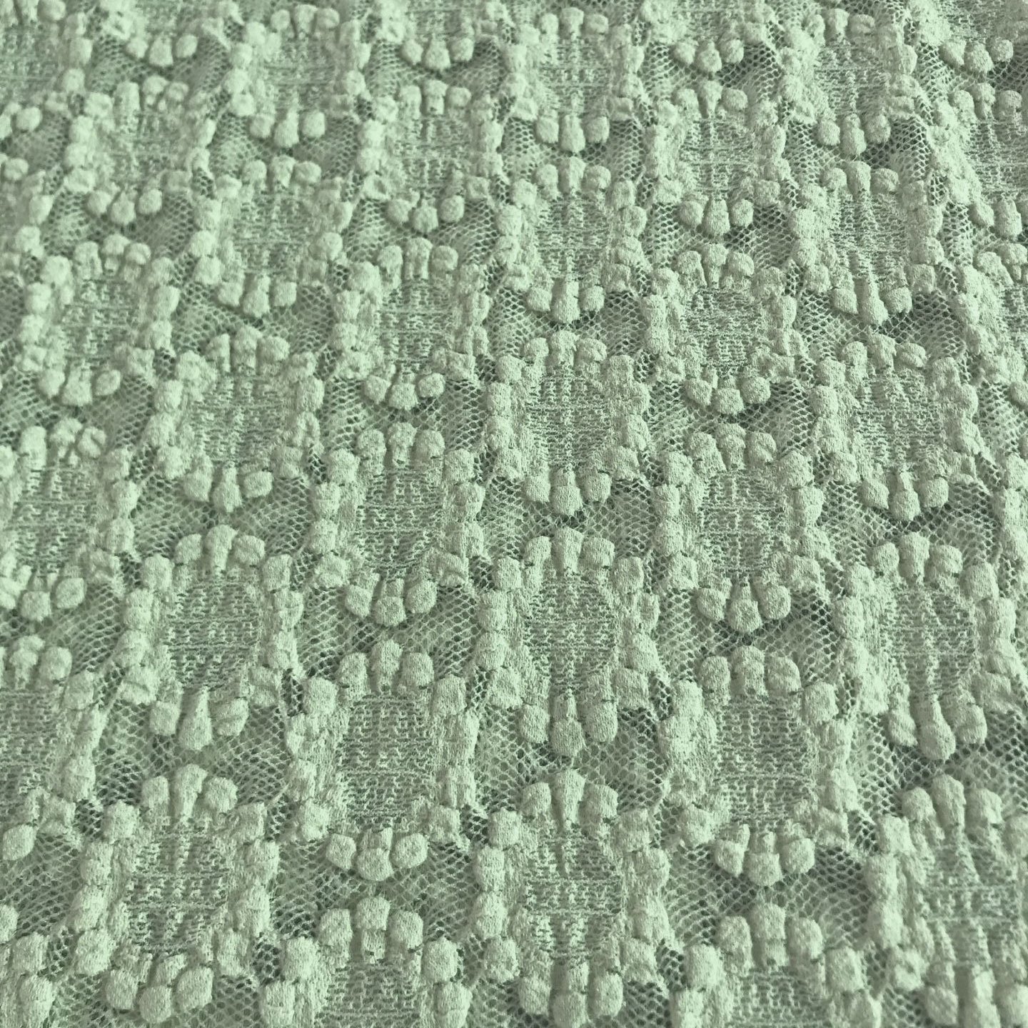 Dengbang Newest Mint Jacquard 45% Nylon 50% Cotton 5% Spandex Knitted Embroidery Lace Fabric For Dress