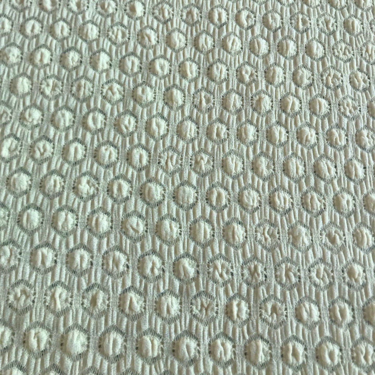 Dengbang Newest Mint Jacquard 45% Nylon 50% Cotton 5% Spandex Knitted Embroidery Lace Fabric For Dress