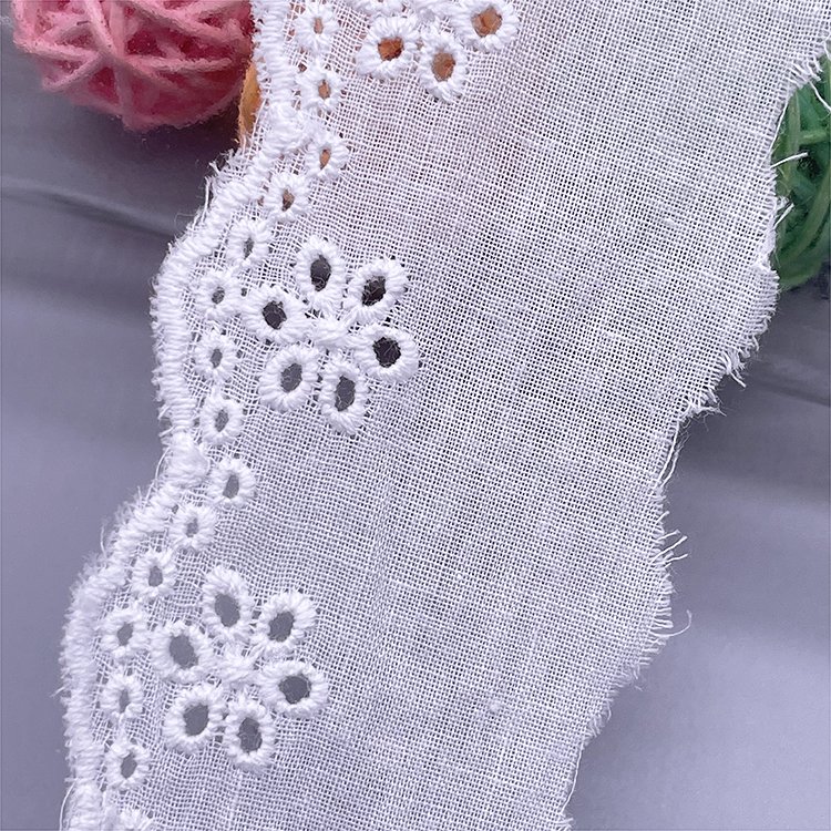 wholesale cotton eyelet lace embroidery cotton lace clothing decoration trimming