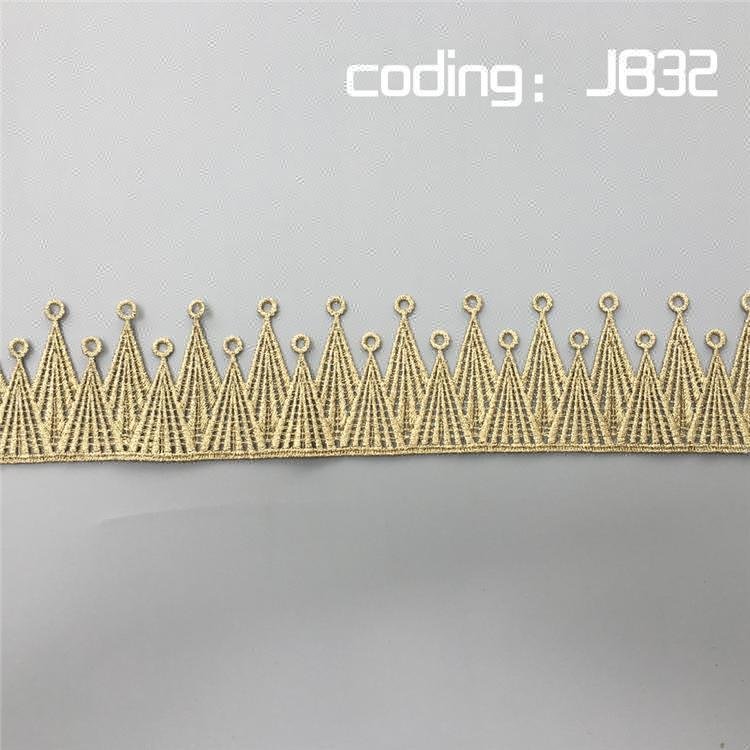 High Quality Gold Hollowed Polyester Embroidery Guipure Lace Trim Factory Direct Ribbon Accessory Garments Gowns Dresses